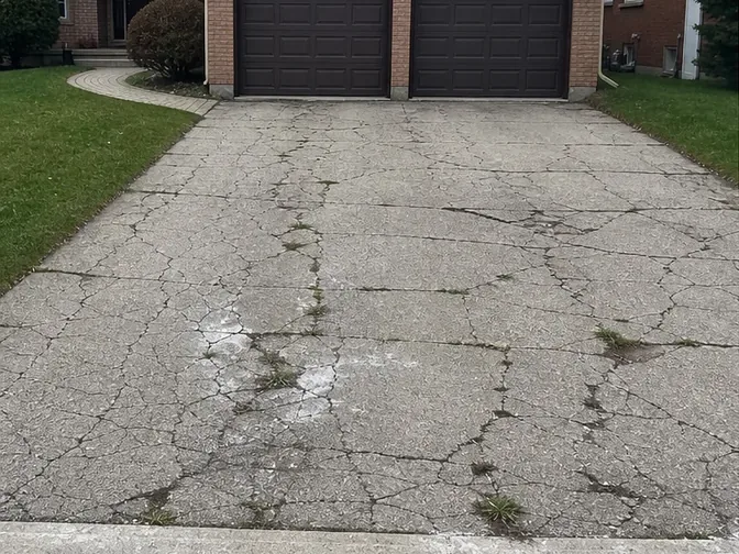 Concrete Driveway Removal in Richmond Hill before work began