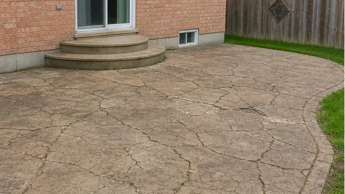 Stamped-Concrete Patio Removal in Markham before work began