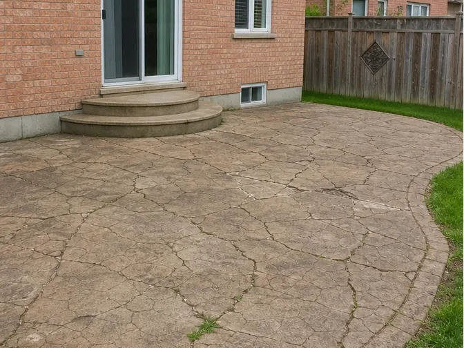 Stamped-Concrete Patio Removal in Markham before work began