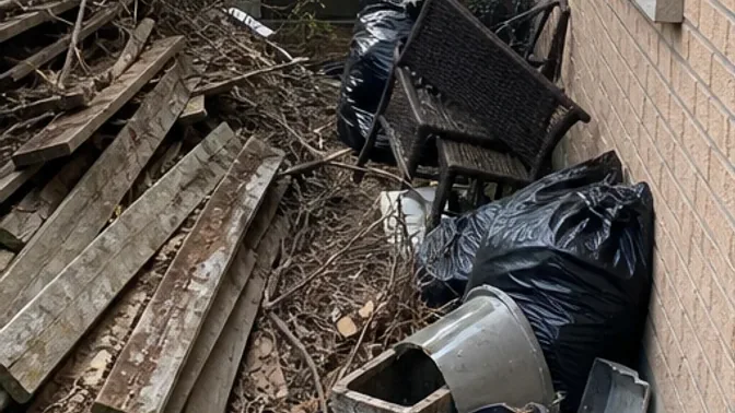 Backyard Debris Cleanup in Richmond Hill before work began