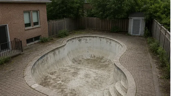 Concrete Pool Removal in Richmond Hill before work began