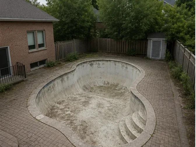 Concrete Pool Removal in Richmond Hill before work began
